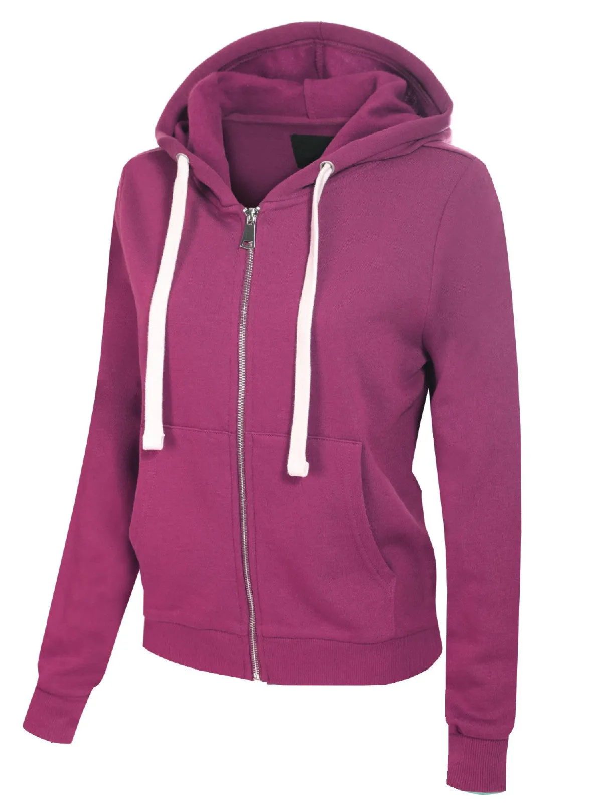 Solid Basic Long Sleeve Zip Up Fleece Jacket