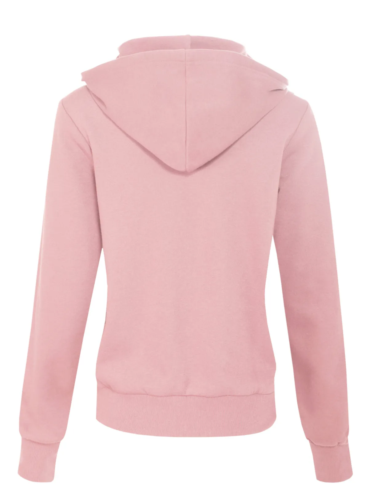 Solid Basic Long Sleeve Zip Up Fleece Jacket