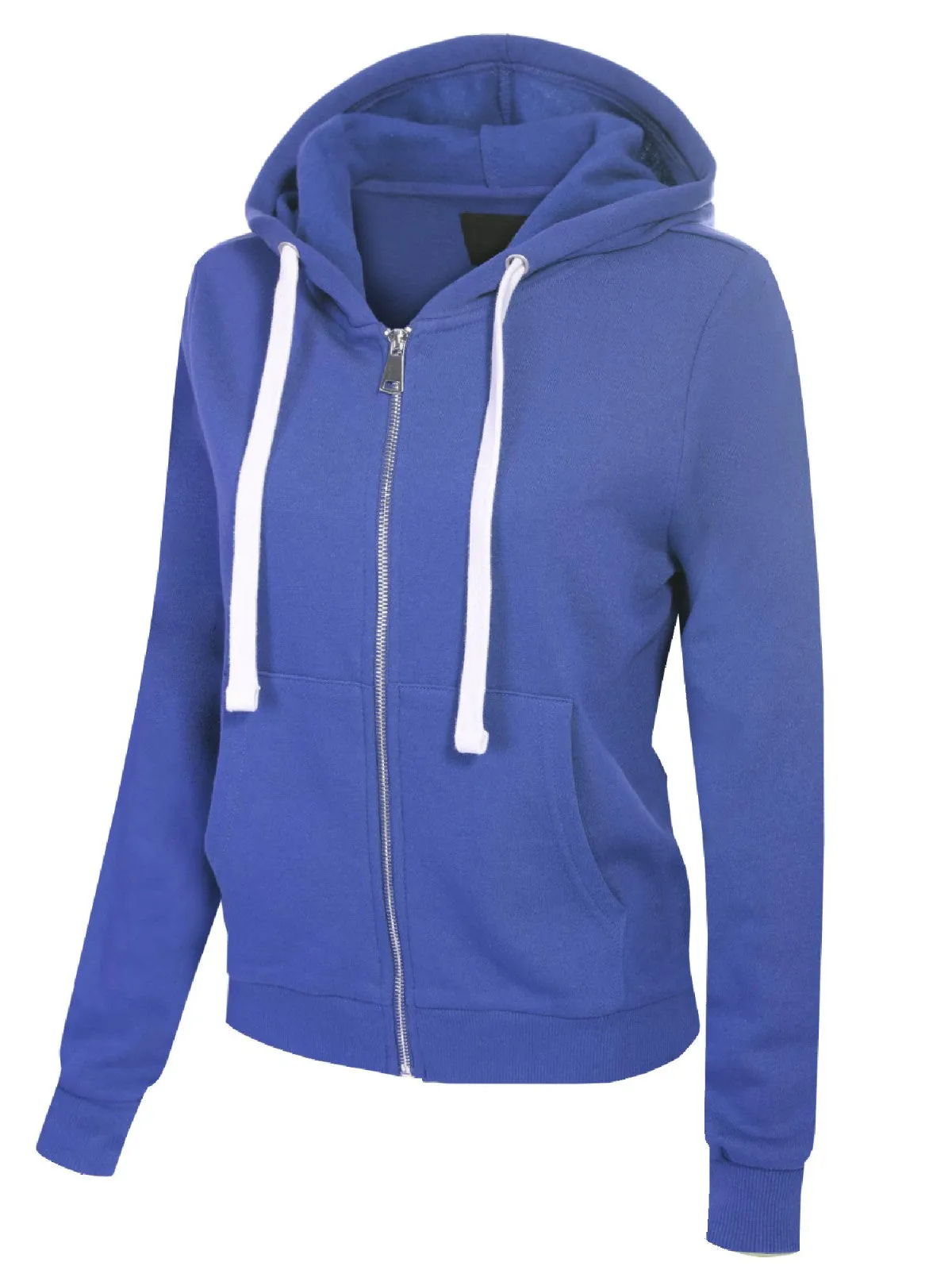 Solid Basic Long Sleeve Zip Up Fleece Jacket