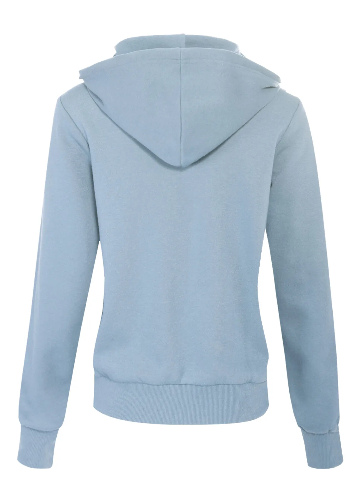 Solid Basic Long Sleeve Zip Up Fleece Jacket
