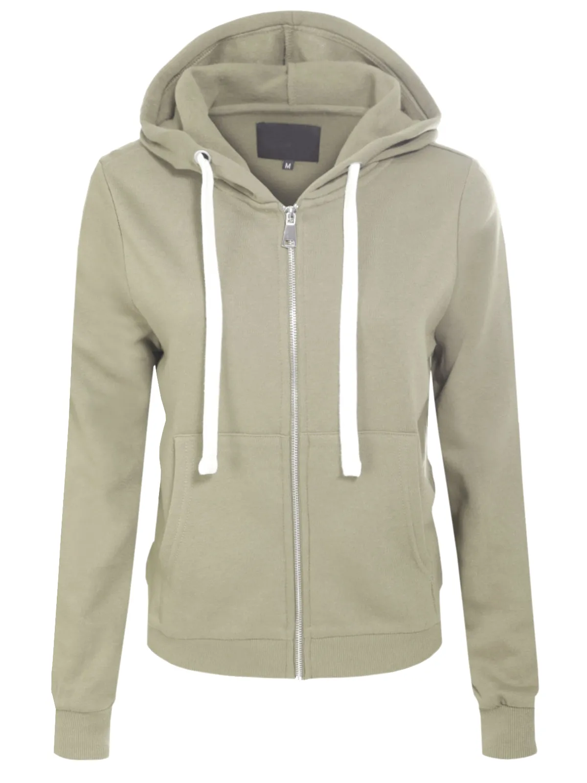 Solid Basic Long Sleeve Zip Up Fleece Jacket