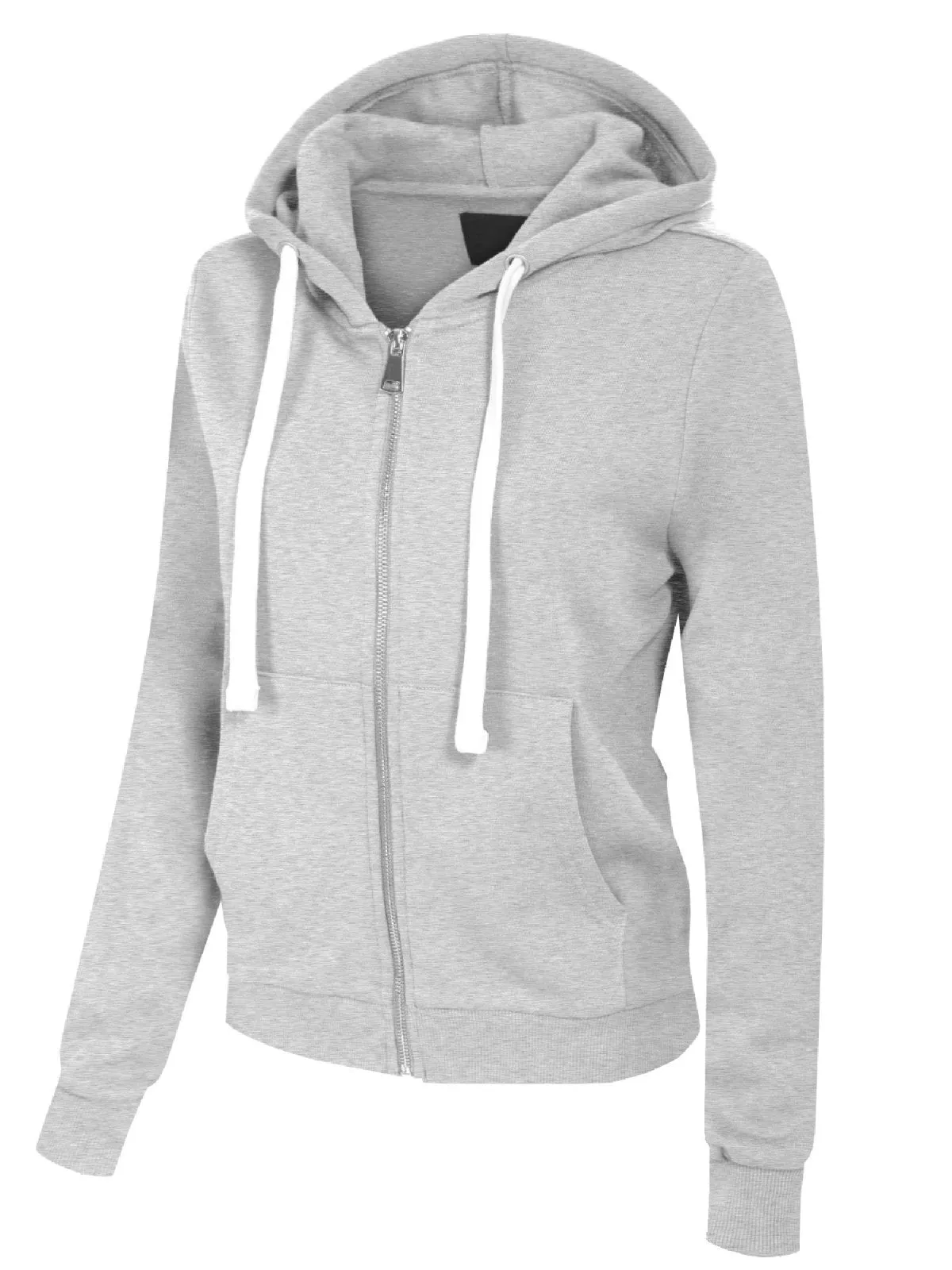 Solid Basic Long Sleeve Zip Up Fleece Jacket