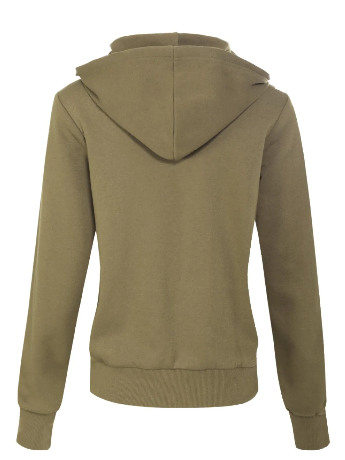 Solid Basic Long Sleeve Zip Up Fleece Jacket