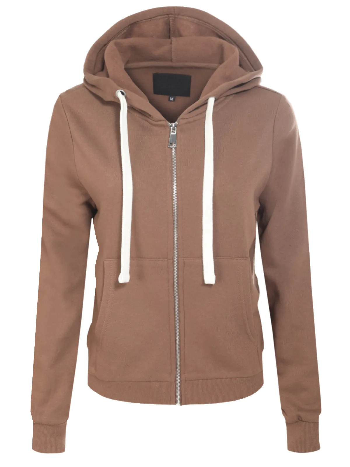Solid Basic Long Sleeve Zip Up Fleece Jacket