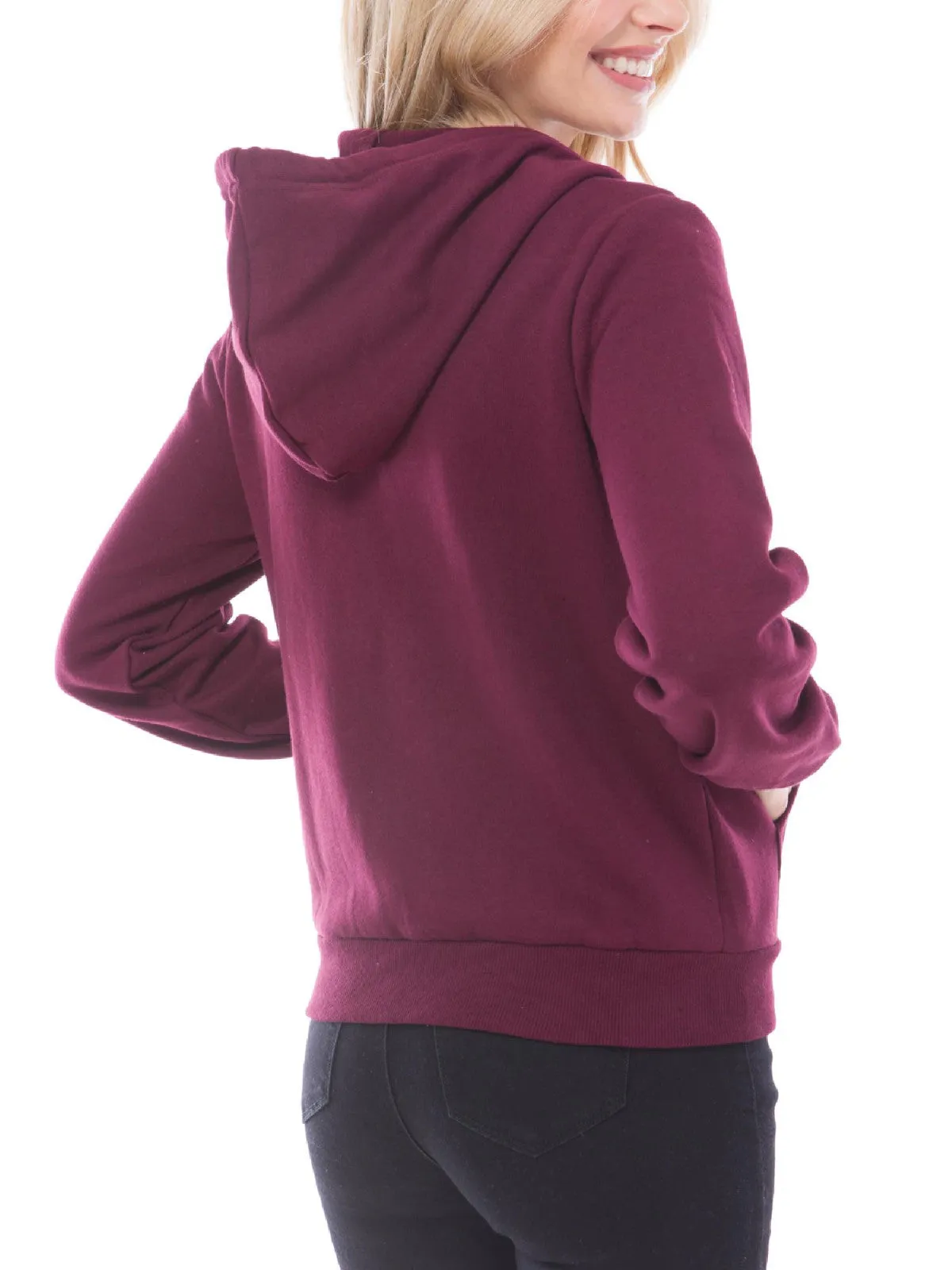 Solid Basic Long Sleeve Zip Up Fleece Jacket