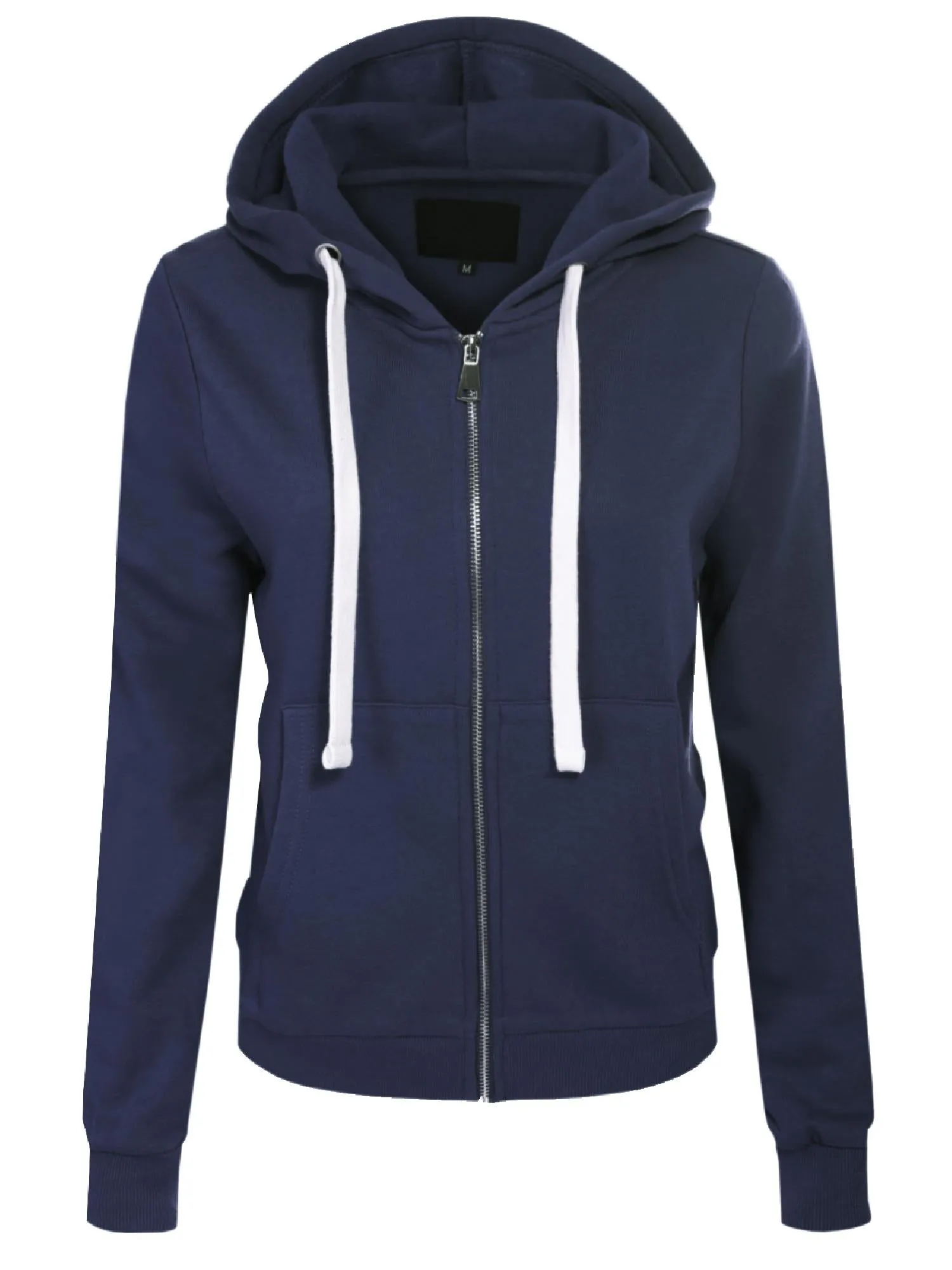 Solid Basic Long Sleeve Zip Up Fleece Jacket