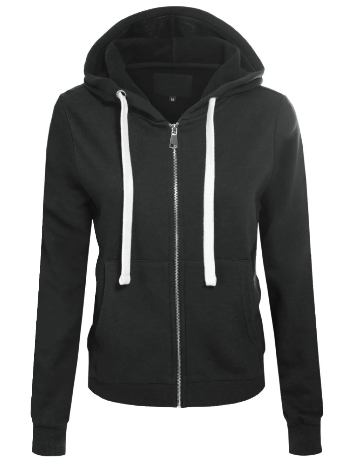 Solid Basic Long Sleeve Zip Up Fleece Jacket