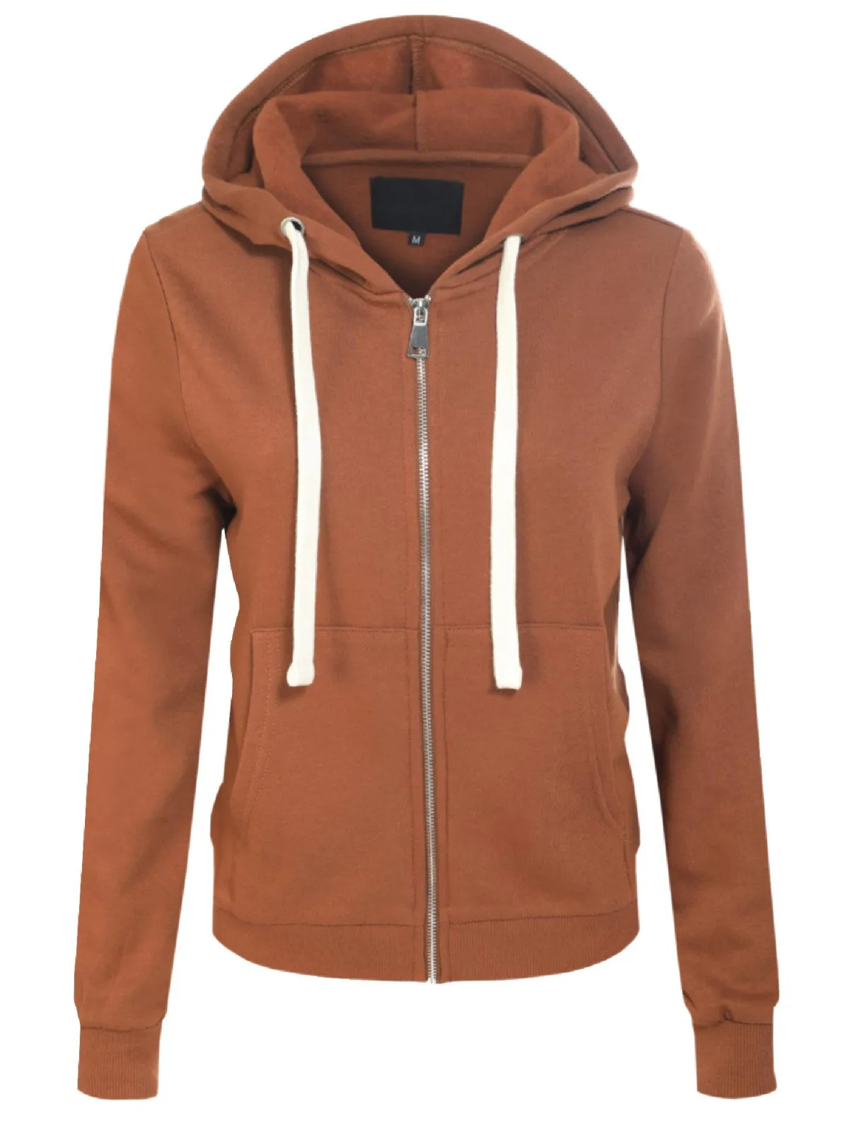 Solid Basic Long Sleeve Zip Up Fleece Jacket