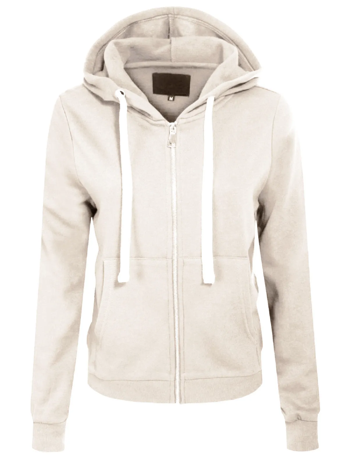 Solid Basic Long Sleeve Zip Up Fleece Jacket