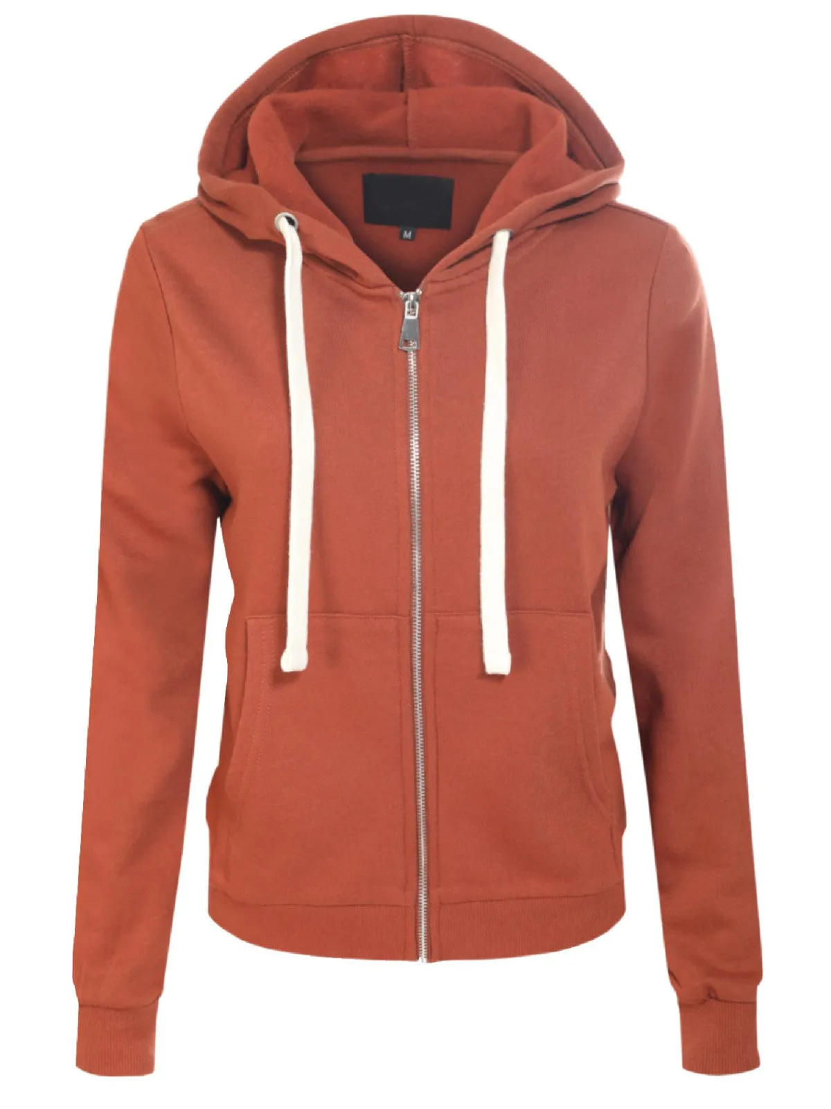 Solid Basic Long Sleeve Zip Up Fleece Jacket
