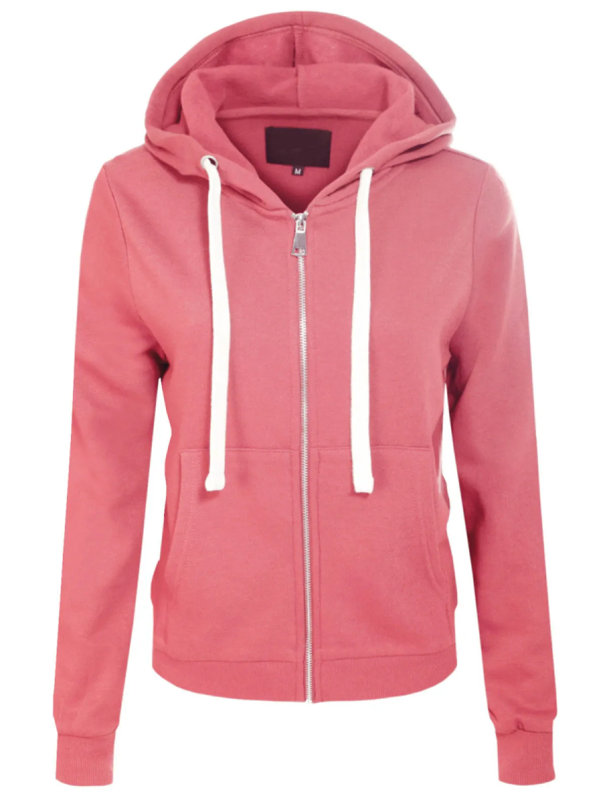 Solid Basic Long Sleeve Zip Up Fleece Jacket
