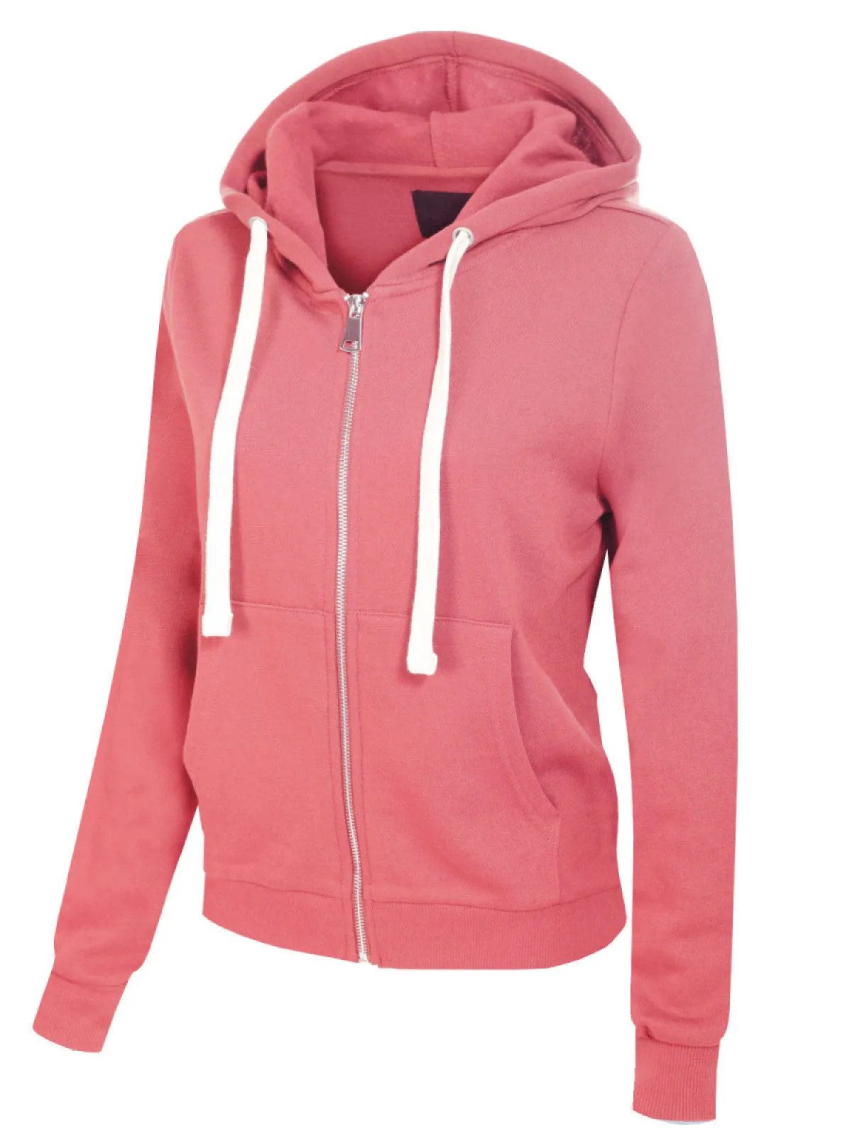 Solid Basic Long Sleeve Zip Up Fleece Jacket