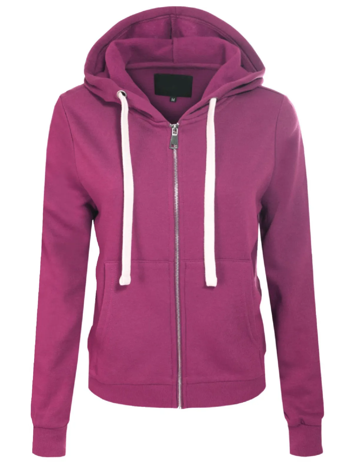 Solid Basic Long Sleeve Zip Up Fleece Jacket