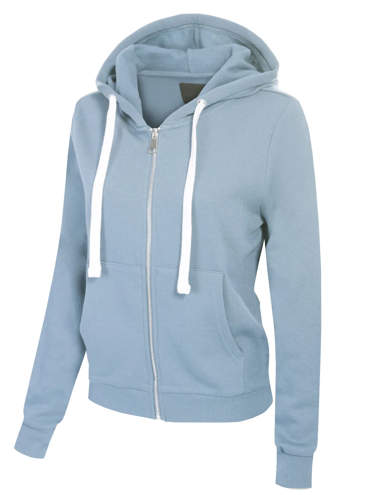 Solid Basic Long Sleeve Zip Up Fleece Jacket