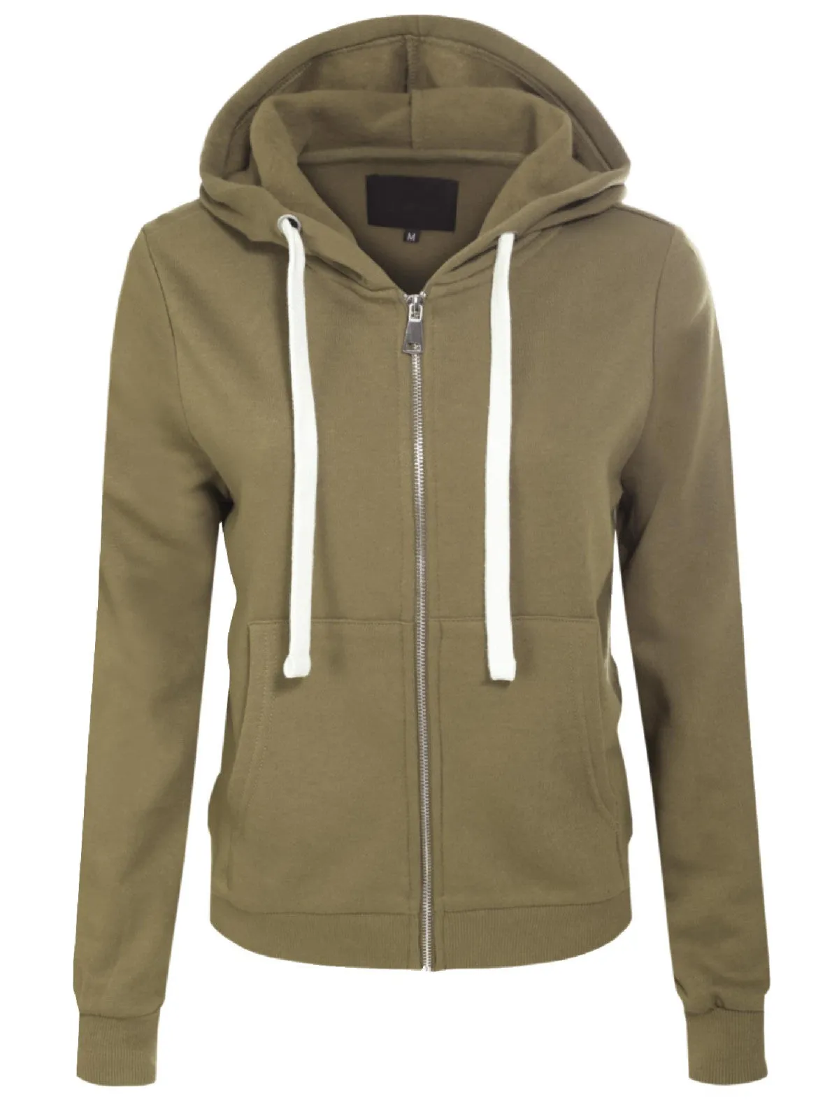 Solid Basic Long Sleeve Zip Up Fleece Jacket