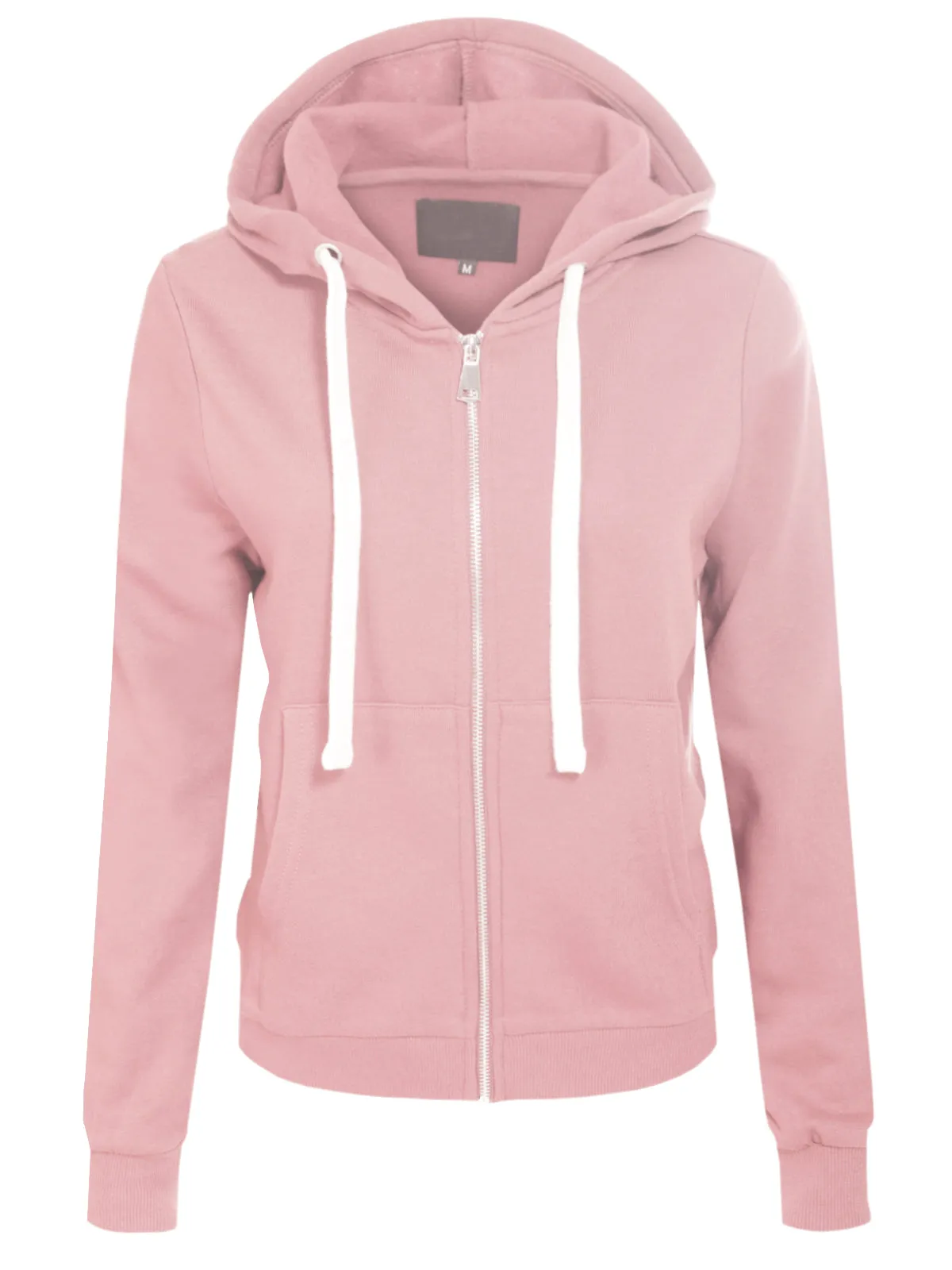Solid Basic Long Sleeve Zip Up Fleece Jacket