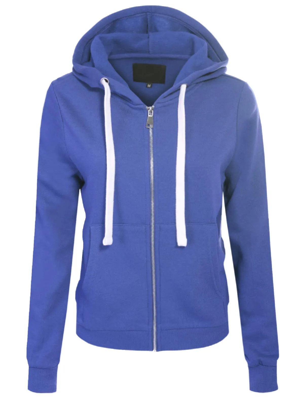 Solid Basic Long Sleeve Zip Up Fleece Jacket