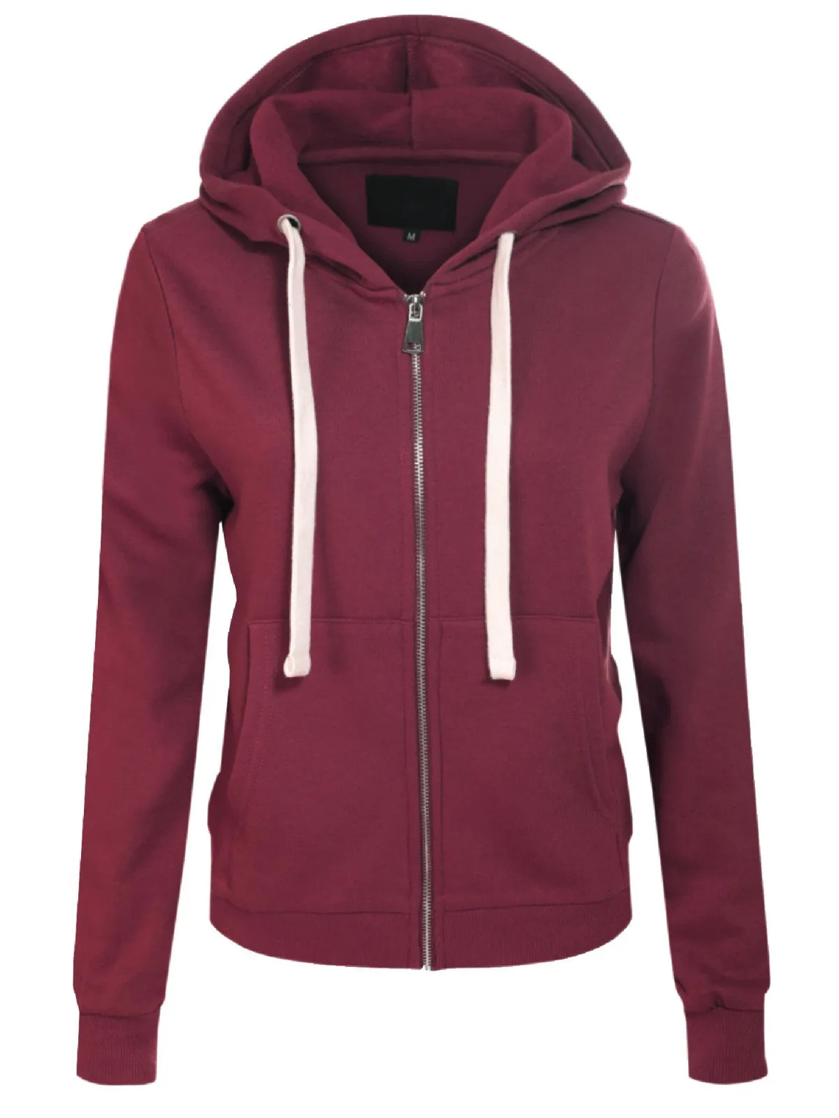 Solid Basic Long Sleeve Zip Up Fleece Jacket