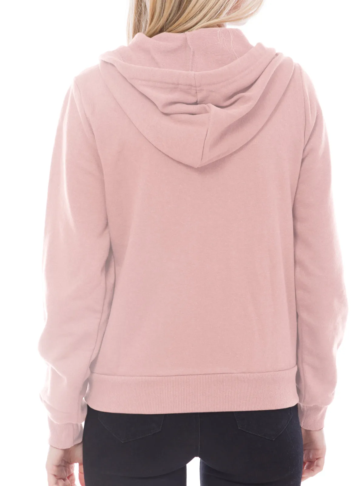 Solid Basic Long Sleeve Zip Up Fleece Jacket