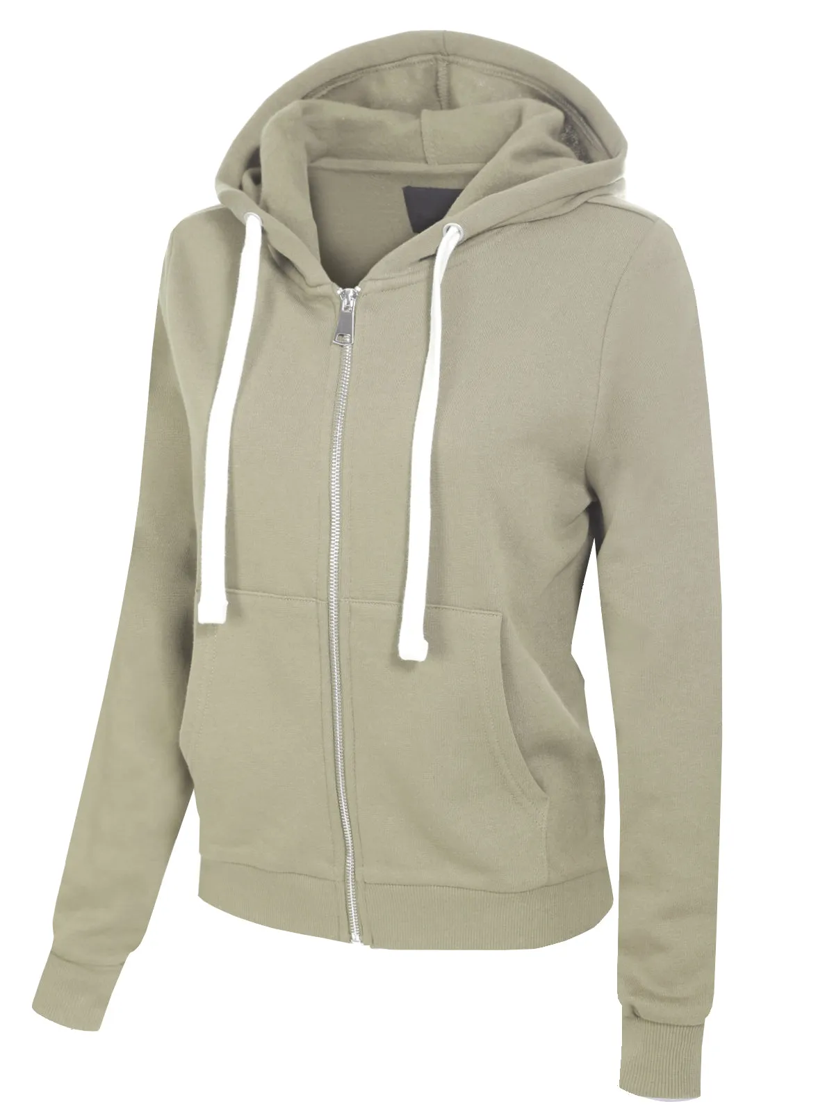 Solid Basic Long Sleeve Zip Up Fleece Jacket
