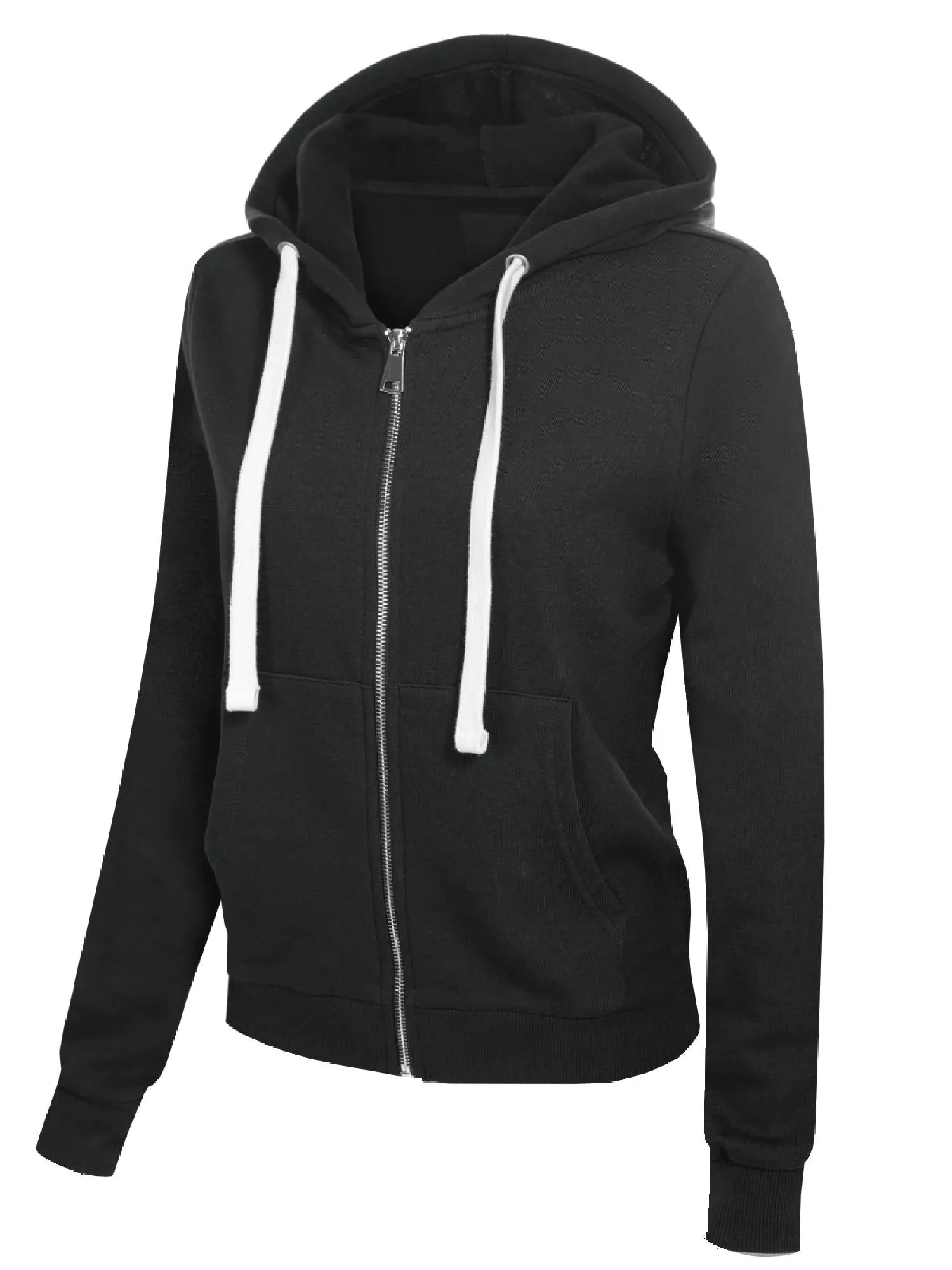 Solid Basic Long Sleeve Zip Up Fleece Jacket