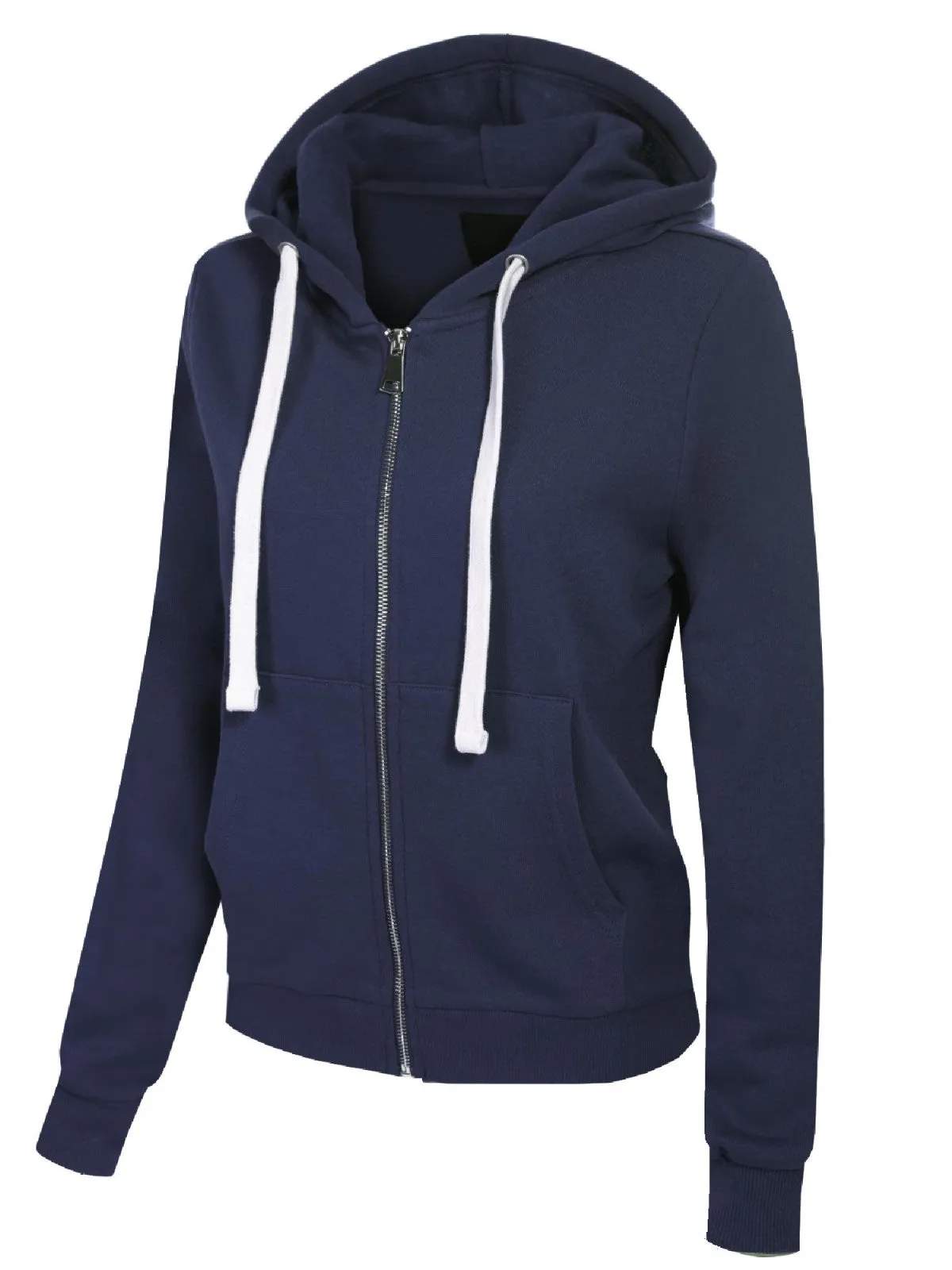 Solid Basic Long Sleeve Zip Up Fleece Jacket