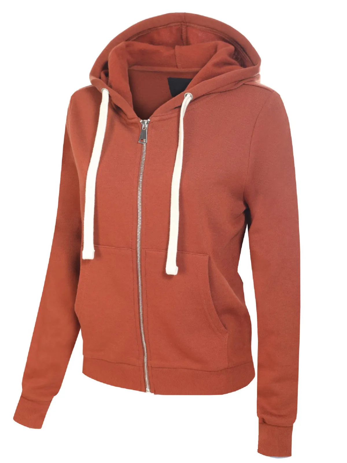 Solid Basic Long Sleeve Zip Up Fleece Jacket