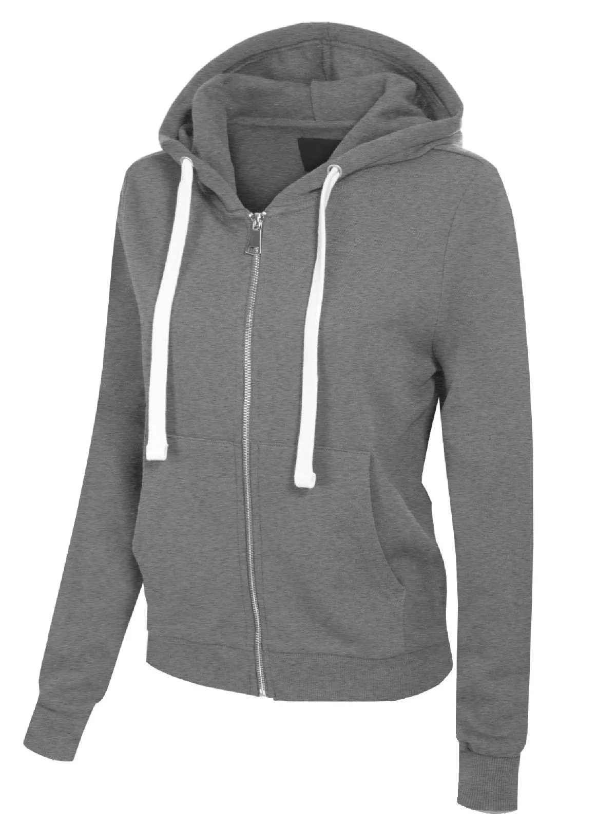 Solid Basic Long Sleeve Zip Up Fleece Jacket