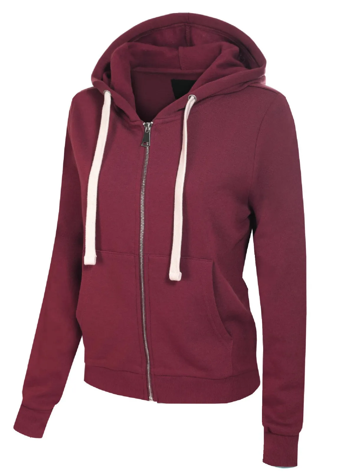 Solid Basic Long Sleeve Zip Up Fleece Jacket