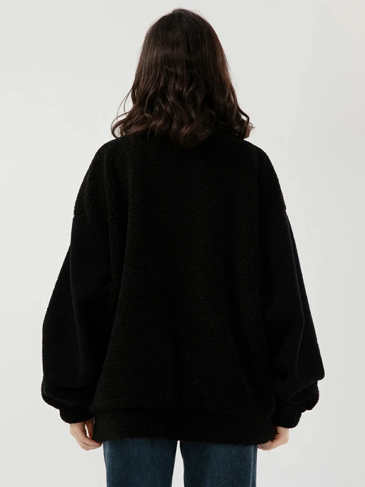 Solid Fleece Zipper Jacket