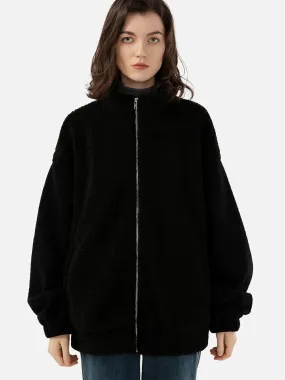 Solid Fleece Zipper Jacket