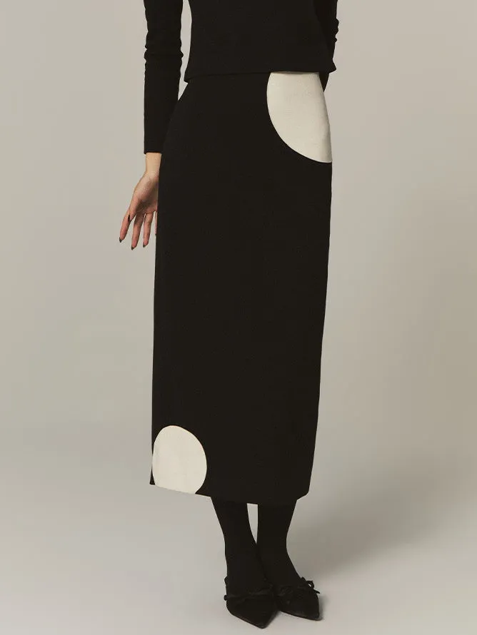 Straight Monotone Dot Skirt