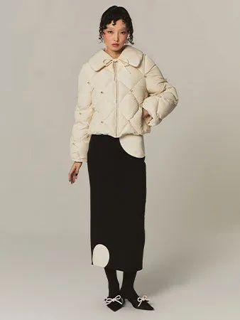 Straight Monotone Dot Skirt