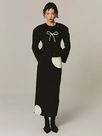 Straight Monotone Dot Skirt