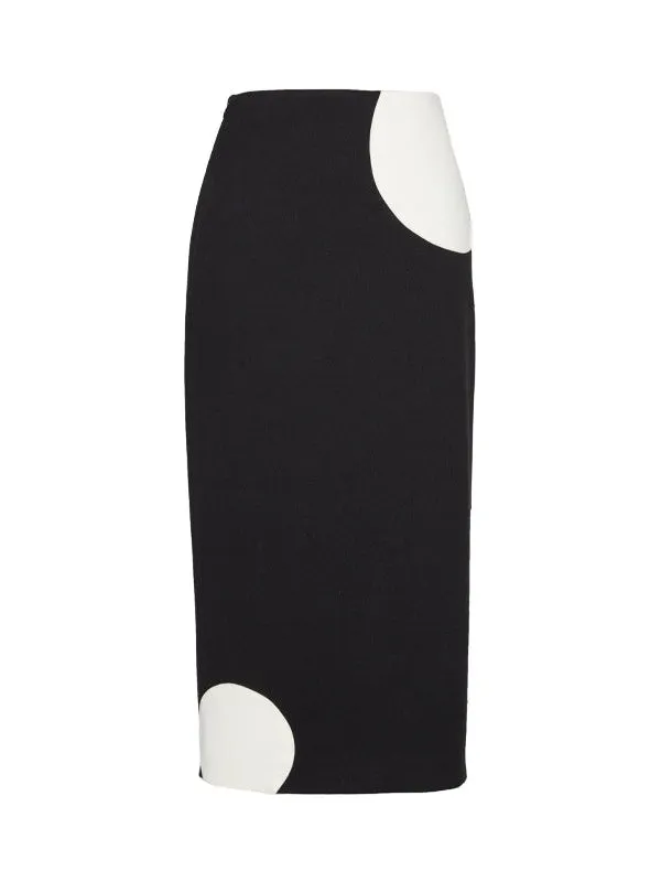 Straight Monotone Dot Skirt