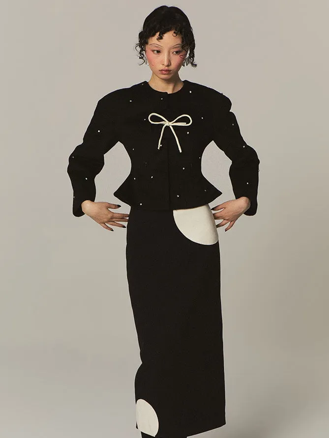 Straight Monotone Dot Skirt