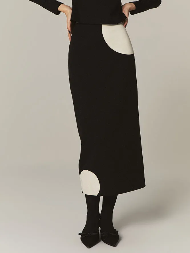 Straight Monotone Dot Skirt