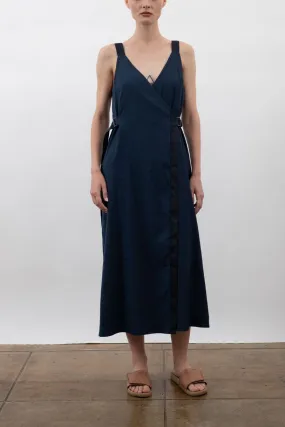 Stretch Linen Faux Wrap Dress - WALTRINA