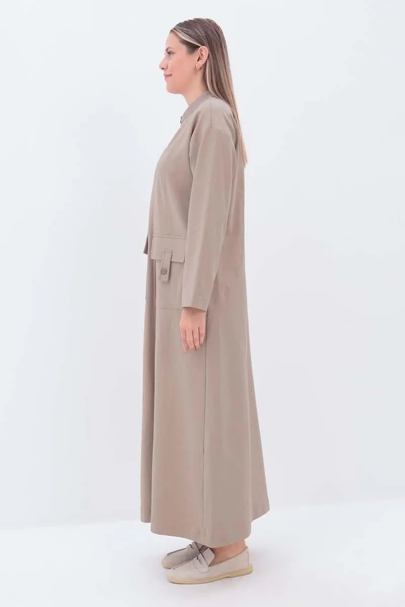 TLD Women Allday Beige Pocketed Shawl Collar Overcoat - Caledon