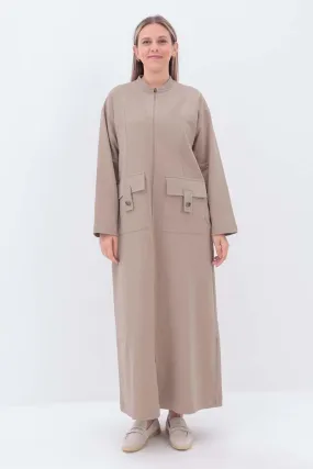 TLD Women Allday Beige Pocketed Shawl Collar Overcoat - Caledon