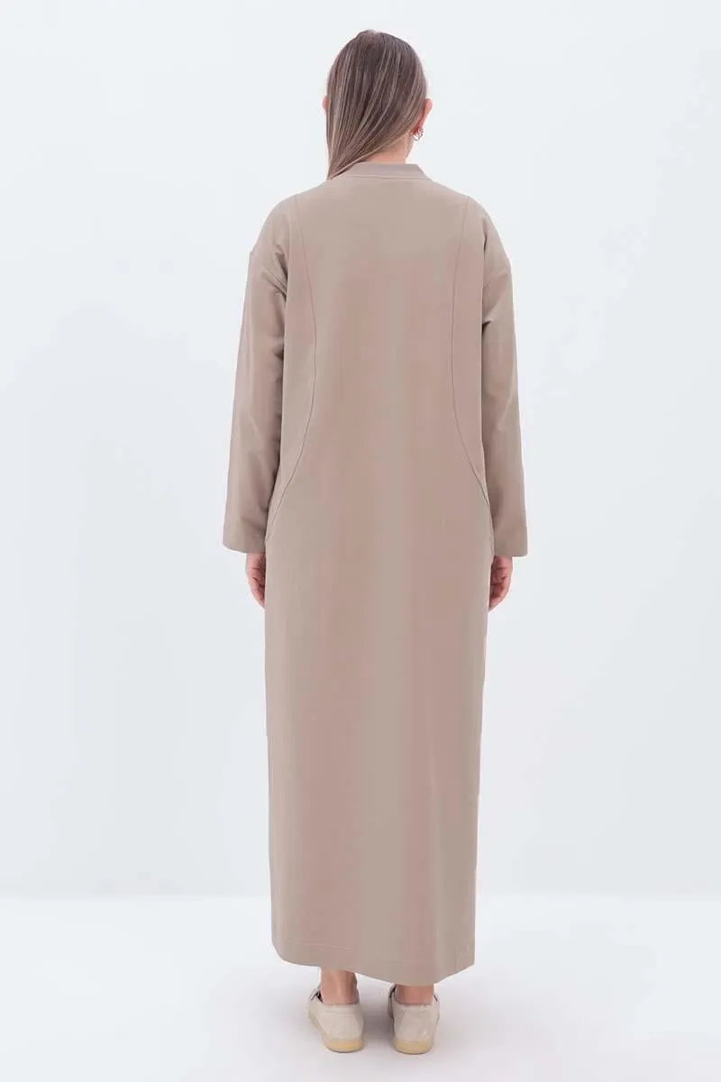 TLD Women Allday Beige Pocketed Shawl Collar Overcoat - Caledon