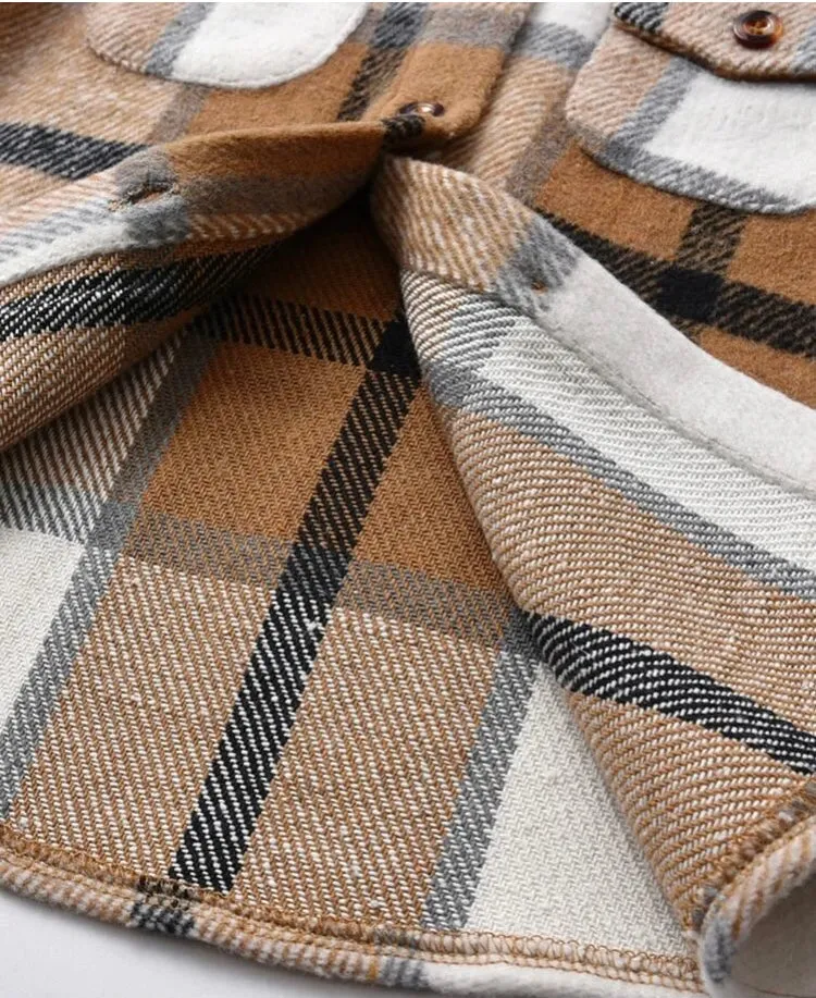 Toddler Boys Plaid Button Through Overcoat