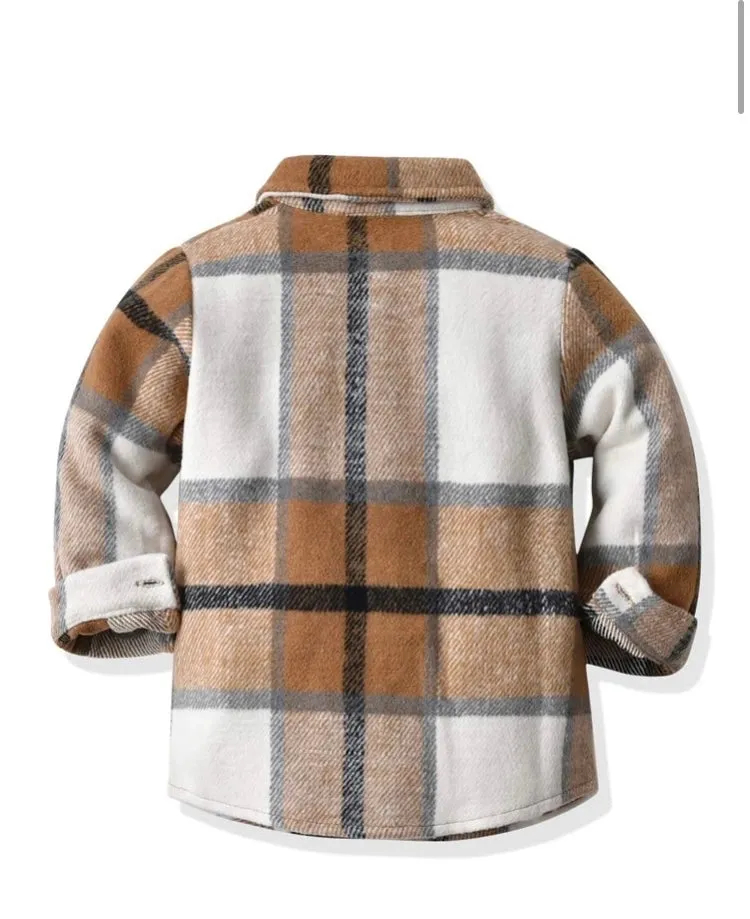Toddler Boys Plaid Button Through Overcoat
