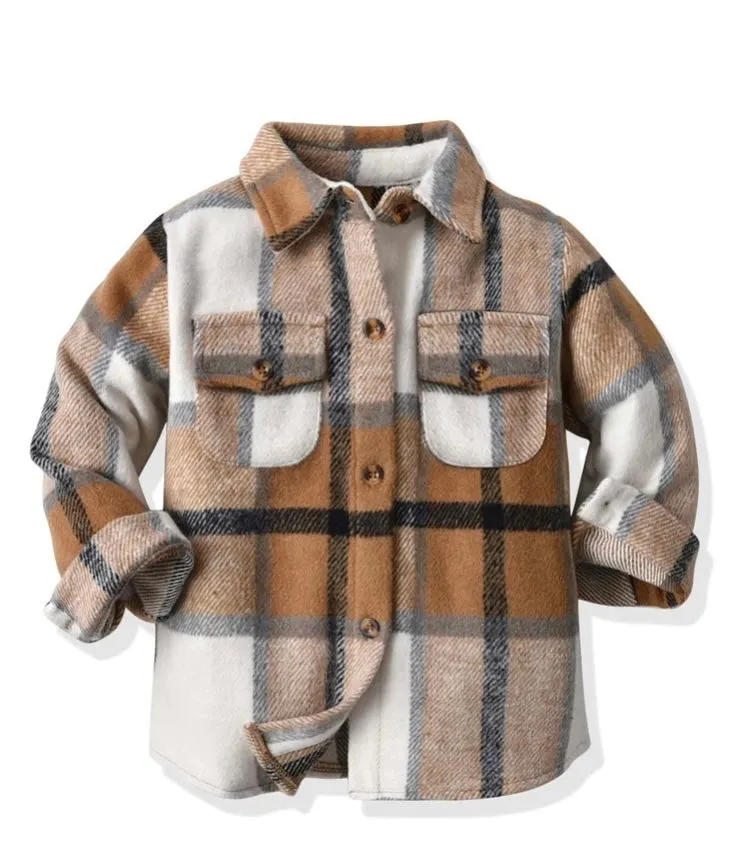 Toddler Boys Plaid Button Through Overcoat