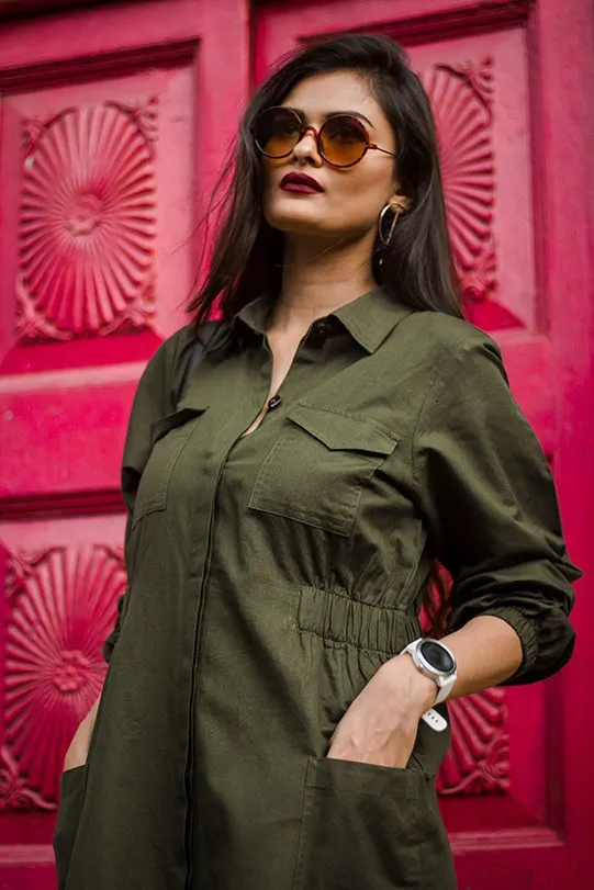 Trixie Parka Dress - Deep Green