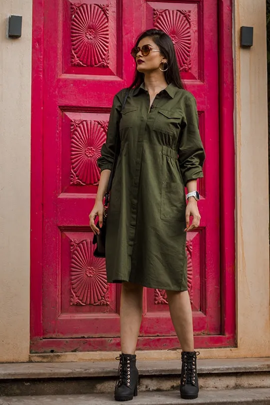 Trixie Parka Dress - Deep Green
