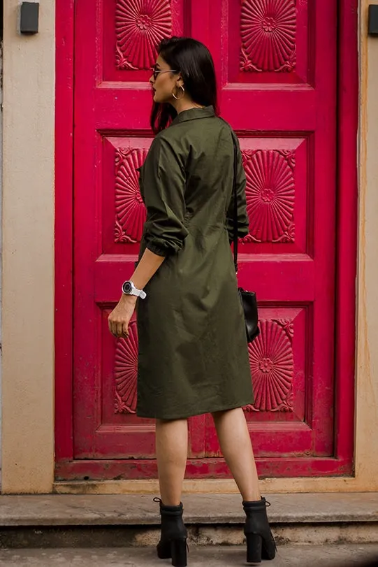 Trixie Parka Dress - Deep Green