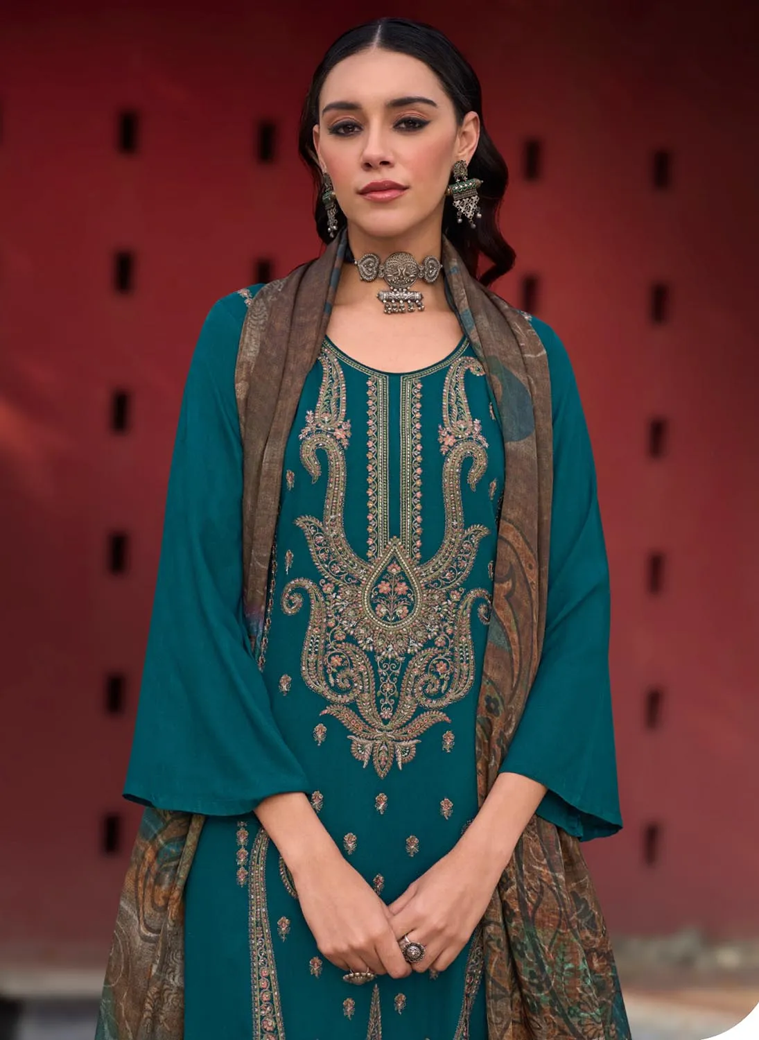 Unstitched Woolen Pashmina Winter Salwar Suit Material for Ladies