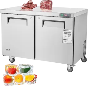 Vevor Freezer Prep Table 12.9 Cu. Ft. Commercial 2-Door 197W 48" Stainless Steel New