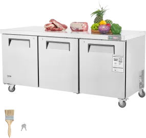 Vevor Refrigerator Prep Table 20 Cu. Ft. Commercial 3-Door 180W 72" Stainless Steel New